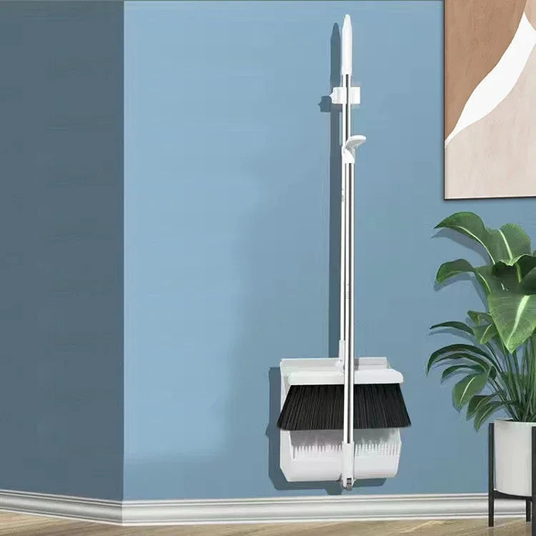 Long Handle Broom & Dustpan Set – Home & Office Sweeping Kit Broom & Dustpan Set Zpaxo White