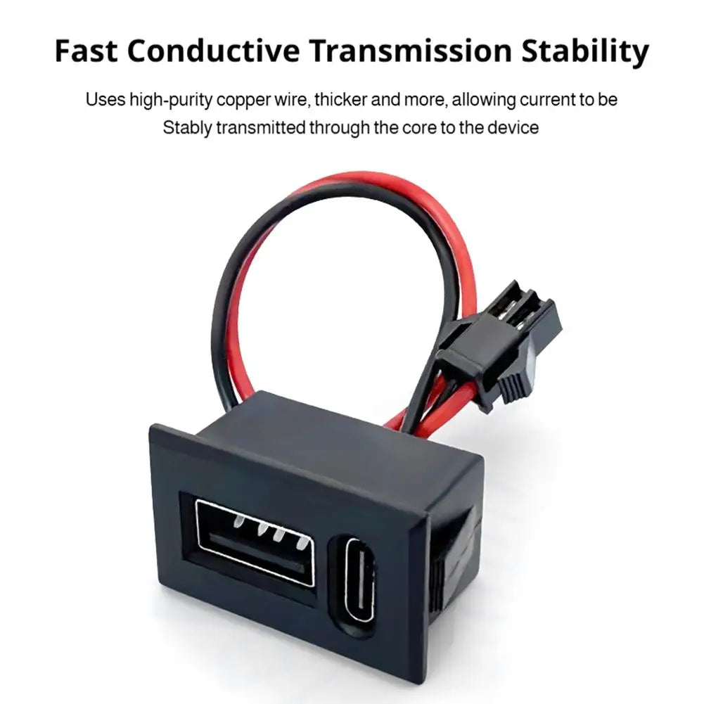 Dual USB-A & USB-C Embedded Charging Port Module with Cable USB Charging Module Zpaxo