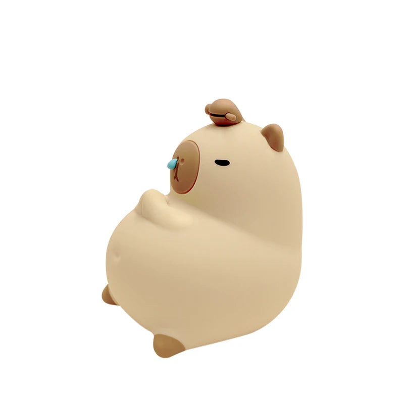Cute Cartoon Capybara Silicone Night Light USB Rechargeable Timing Dimming Sleep Night Lamp for Children's Room Decor Zpaxo BROWN