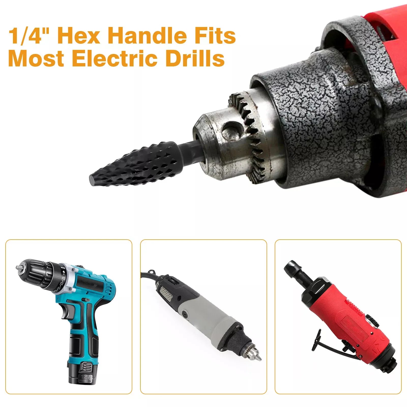 1 4-inch Shank Rotary Burr Wood Rasp File Drill Bits Woodworking