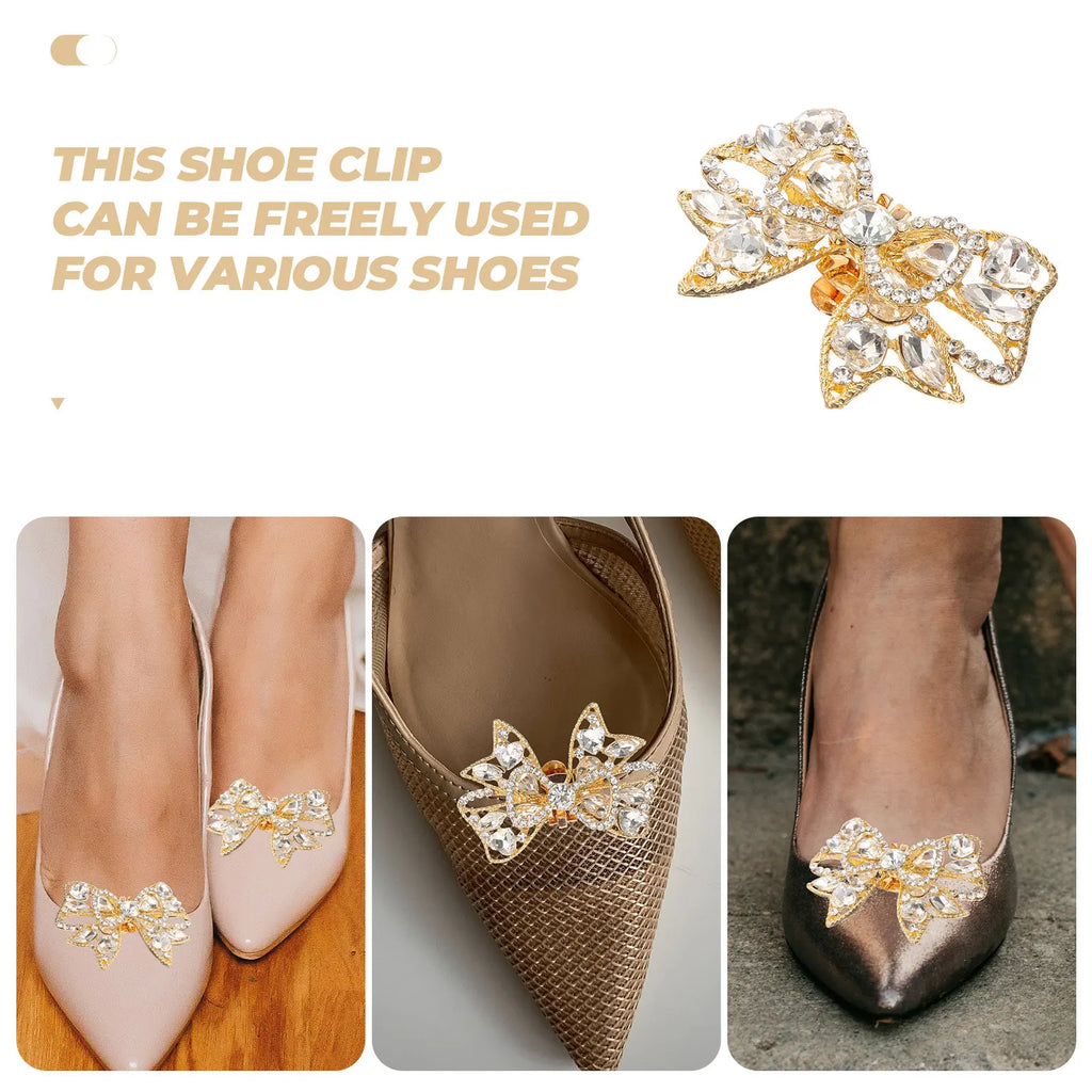 Bow Shoe Clips Bridal Wedding Shoes Charms Buckle Removable Women