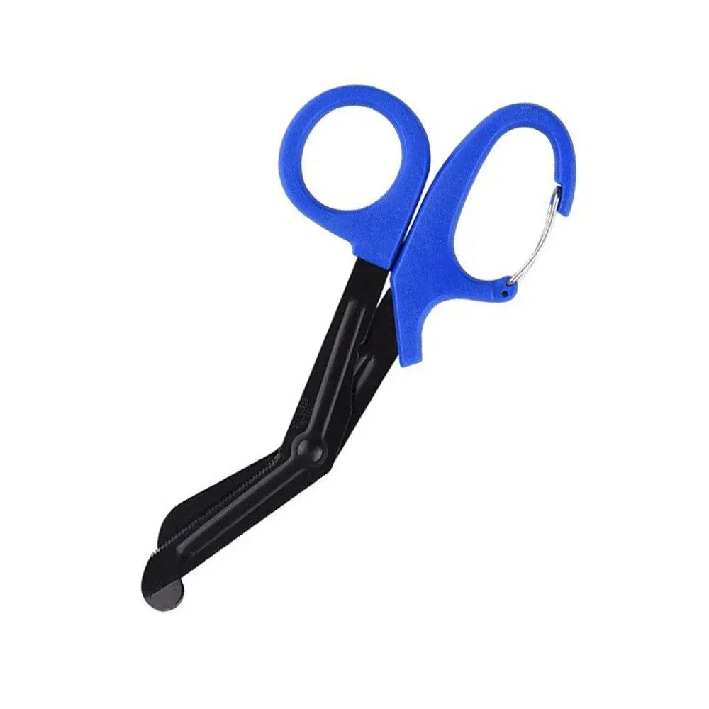 Emergency Medical Bandage Scissors Trauma Shears With Carabiner Bandage Shears Outdoor Trauma Gauze Tactical Shear Trauma Shears Zpaxo Blue 18.5cm