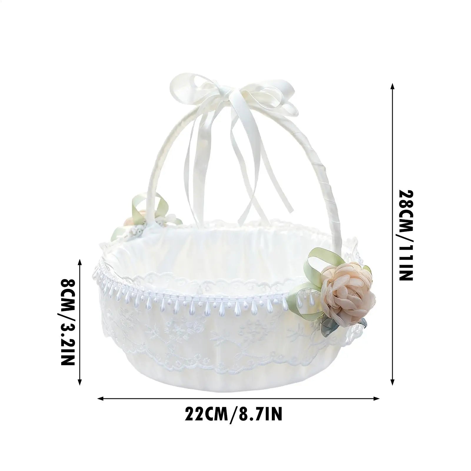Flower Girl Basket Romantic Foldable Handle Organizer Small Wedding