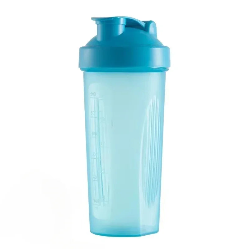 New 600ml Protein Powder Shaker Bottle Leak Proof Water Bottle for Gym Fitness Training Sport Shaker Mixing Cup with Scale Zpaxo Blue
