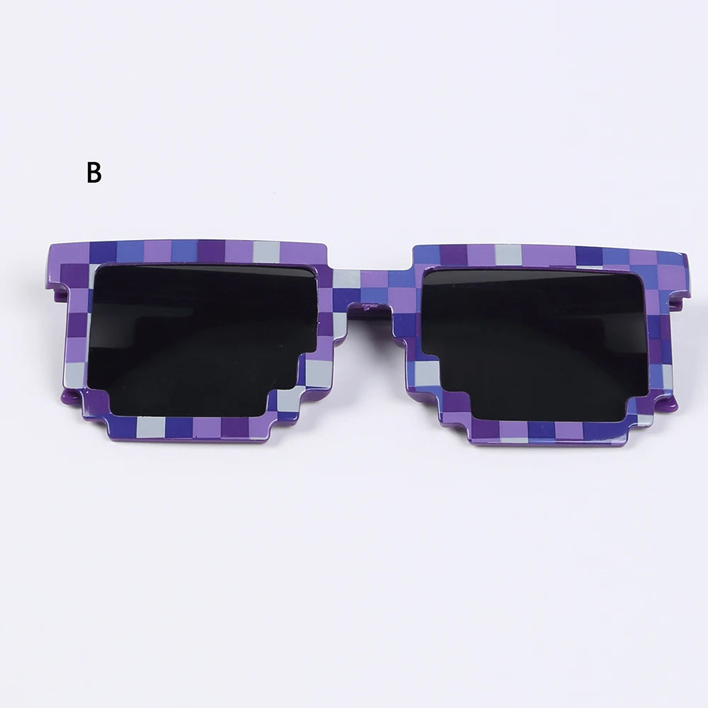 Pixel Party Sunglasses Pixelated Mosaic Gamer Glasses Birthday Party Favors Gifts Zpaxo Purple