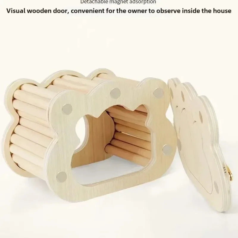 Hamster Voyeur Series Wooden Nest House Avoidance Observation House Cute Golden Bear Flower Branch Mouse Entertainment Intera Zpaxo