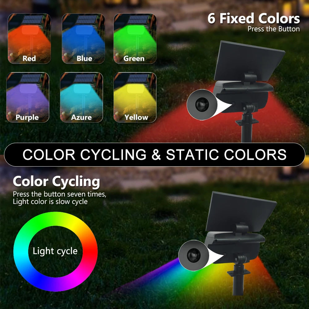 Solar Spot Light Outdoor Color Changing RGB 48/37/20LED Solar Powered Landscape Spotlight Garden Decor Pathway Walkway Christmas Zpaxo