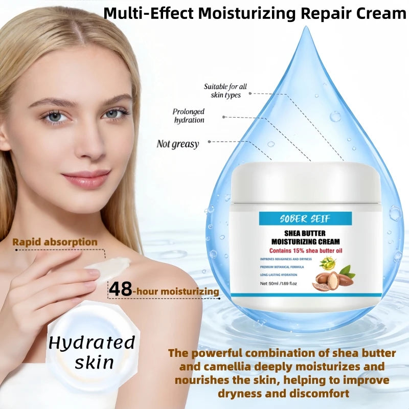 Shea Butter Moisturizing Cream 48H Hydration Barrier Repair Full Body Use Zpaxo