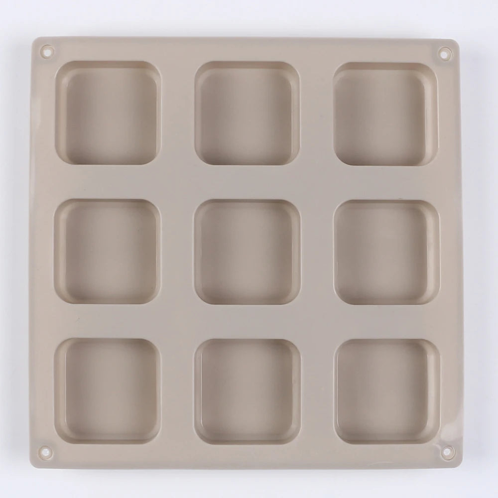 9-Cavity Silicone Soap Mold Square Soap Clay Plaster Making Chocolate Candy Jelly Pudding Muffin Cake Mold Zpaxo
