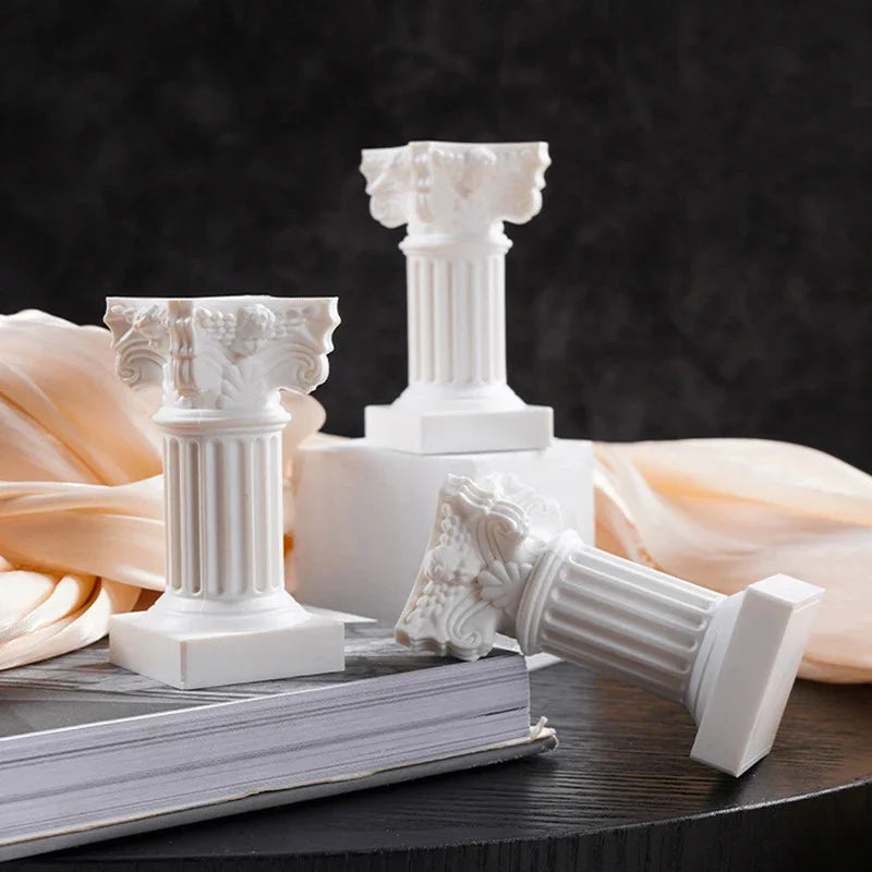 Roman Stone Column Greek Statue Pedestal Candlestick Holder Small