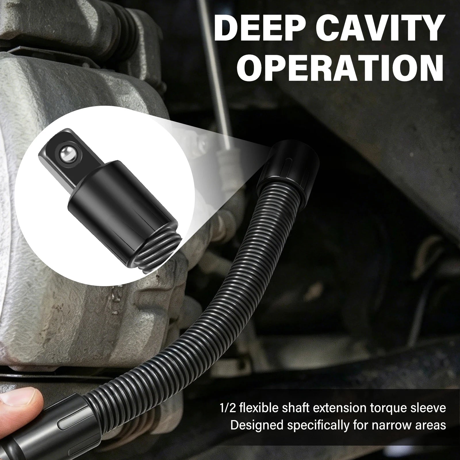 1/2 Flexible Shaft Extension Bar Socket Extender Chrome Vanadium Steel Ratchet Spring Bar for Automotive Repair in Tight Spaces Zpaxo