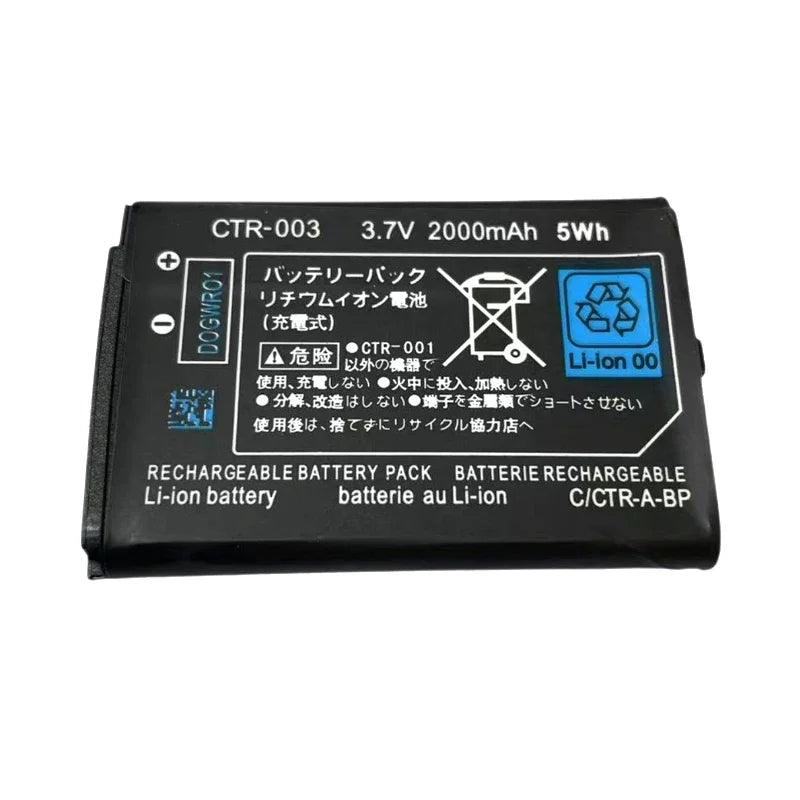 CTR-003 3DS Battery CTR003 2000mAh 3.7V Lithium Ion Batteries for Nintendo 3DS/2DS Game Console N3DS CTR 003 Rechargeable Cell Zpaxo