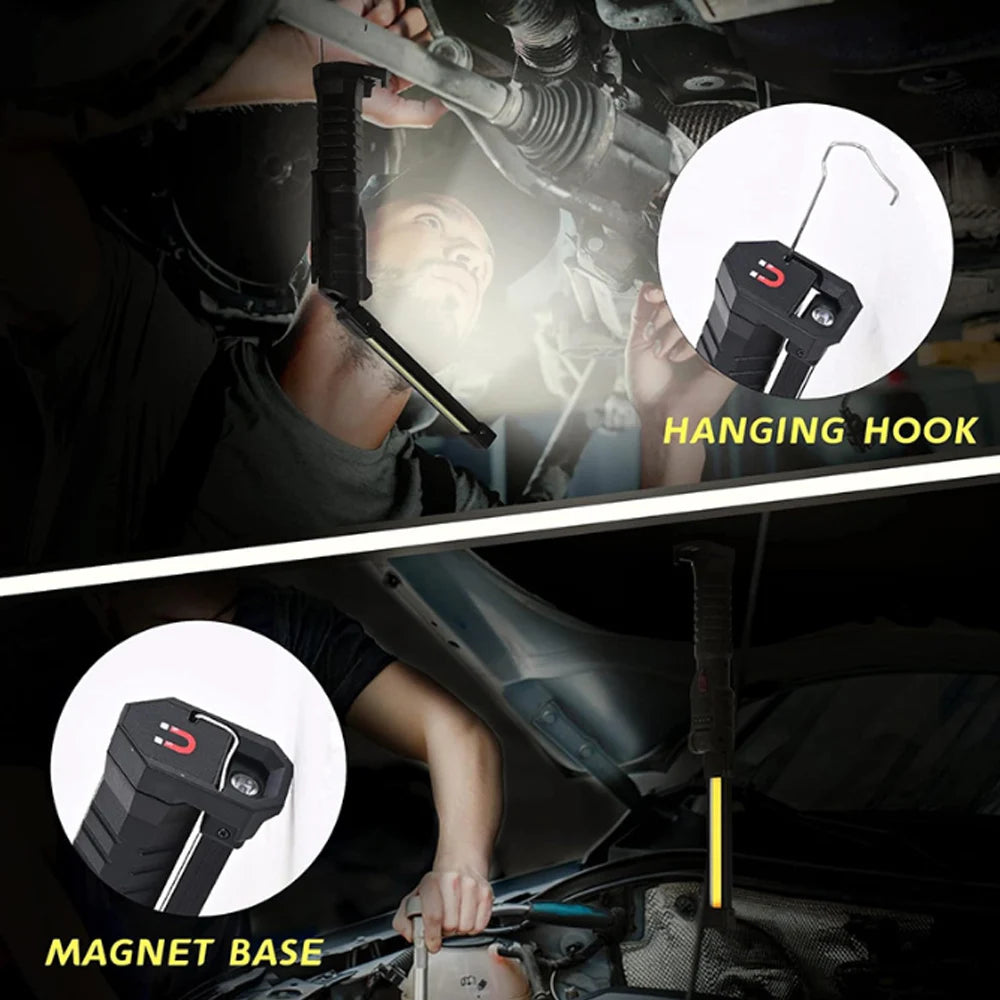 Folding COB LED Work Light – USB Rechargeable, Magnetic Base