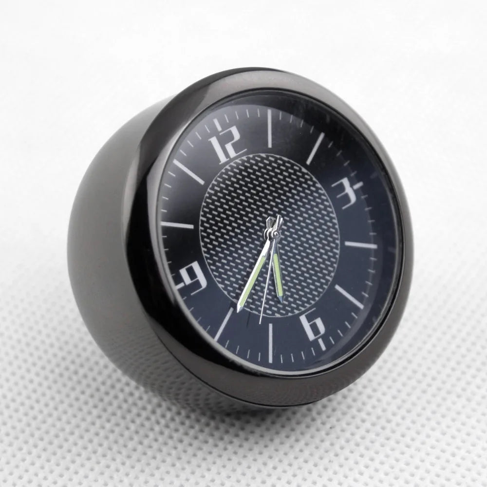 Titanium Alloy Car Clock Round Design Mini Size Digital Watch Digital Display Luminous Display Auto Ornament Vehicle Interior Zpaxo Black