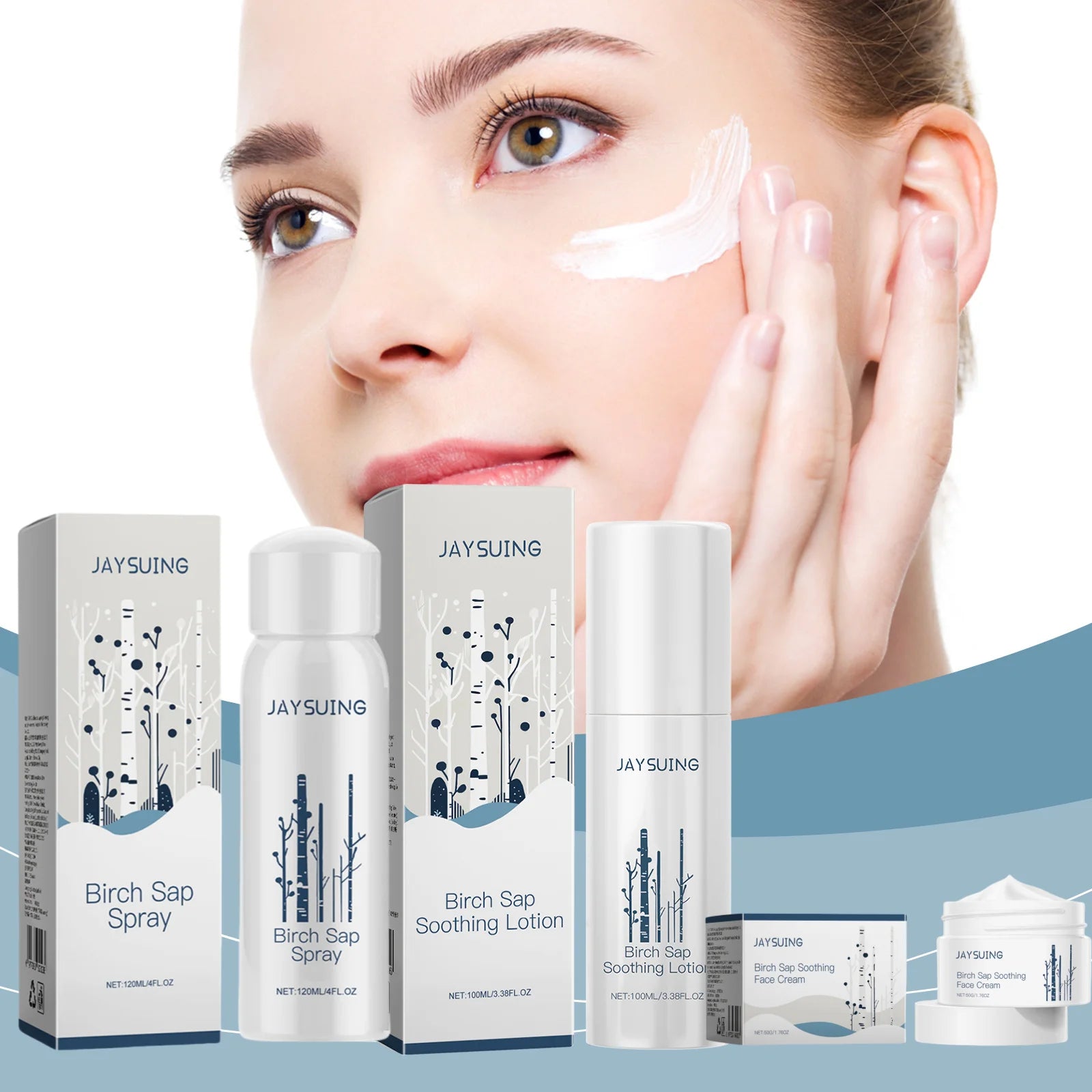 Jaysuing Birch Juice Lotion, Moisturizing Spray & Face Cream Set Skincare Moisturizer Set Zpaxo