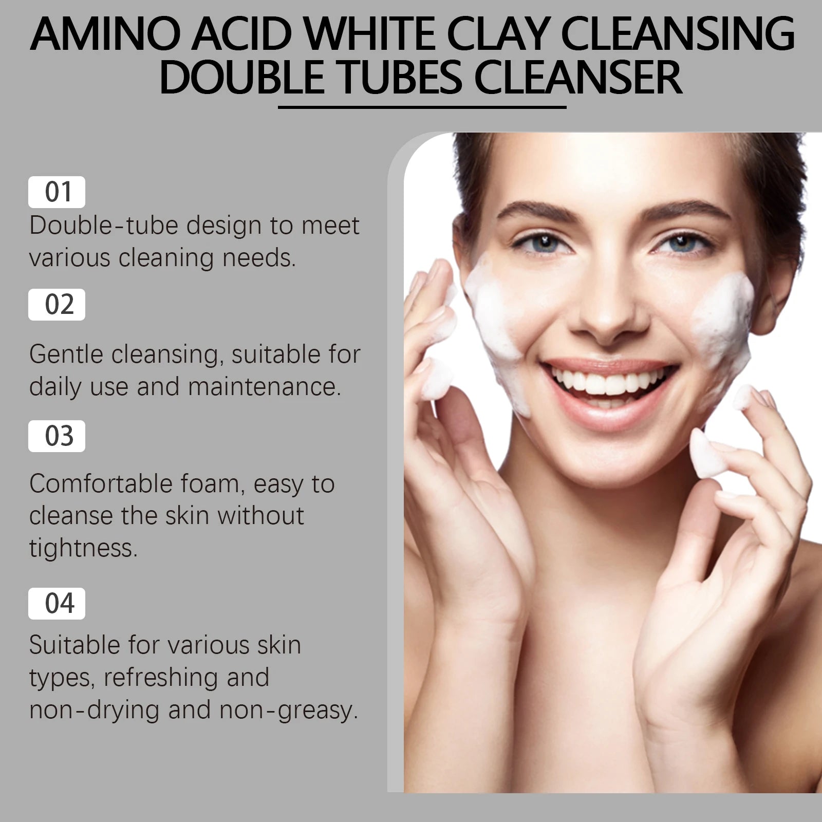 Amino Acid Cleanser Gently Cleansing Facial Skin Oil Control Clean Pores and Less Oil Moisturizing Nourishing Skin Care Cleanser Zpaxo