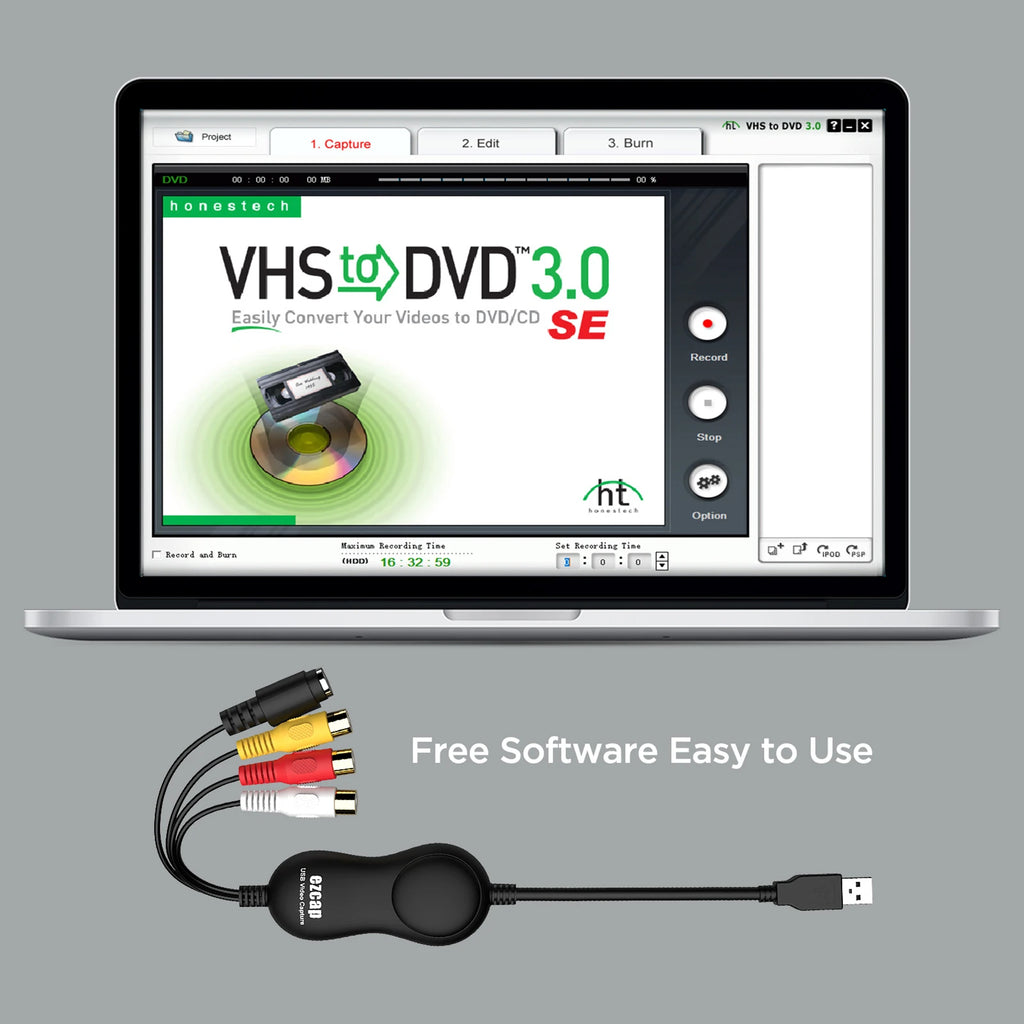 USB 2.0 UVC Video Capture Card VHS to Digital Converter Supports CVBS and S-Video Input Camcorder Game Player to PC Laptop Zpaxo
