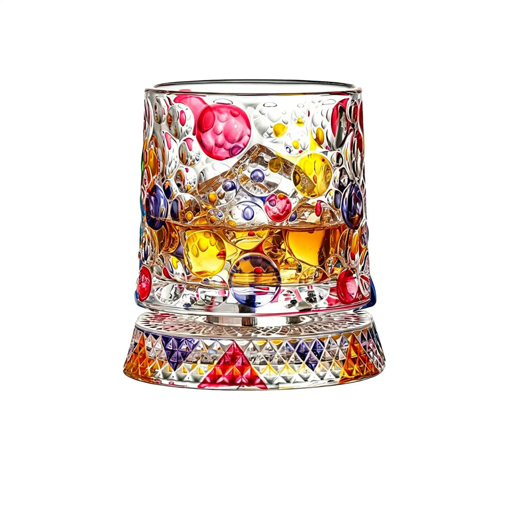 Rotating Whiskey Glasses 360 Degree Rotating Crystal Heavy Base Mug Crystal Cocktail Glass For Men Couples Alcohol Wine Ice Zpaxo