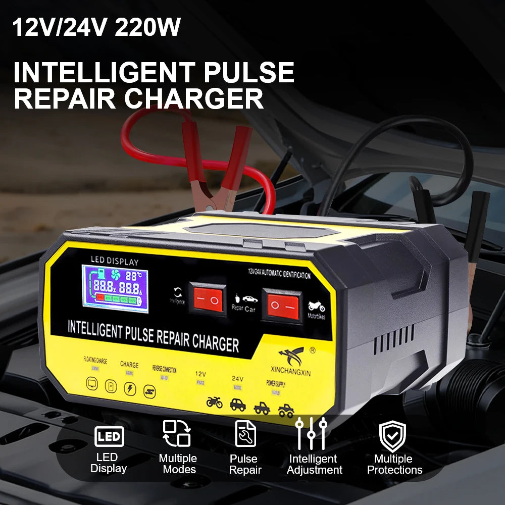 Intelligent Pulse Repair Car Battery Charger 12V 24V 8A Automatic