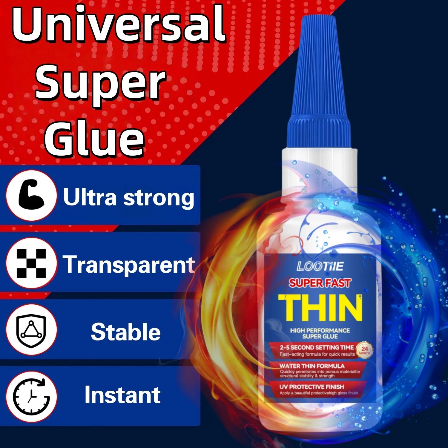 50g (1.76oz) Multi-Purpose Super Glue - Transparent Strong Adhesive for Plastic, Wood, Metal, Crafts & Repairs, Instant Bond, Fa Zpaxo