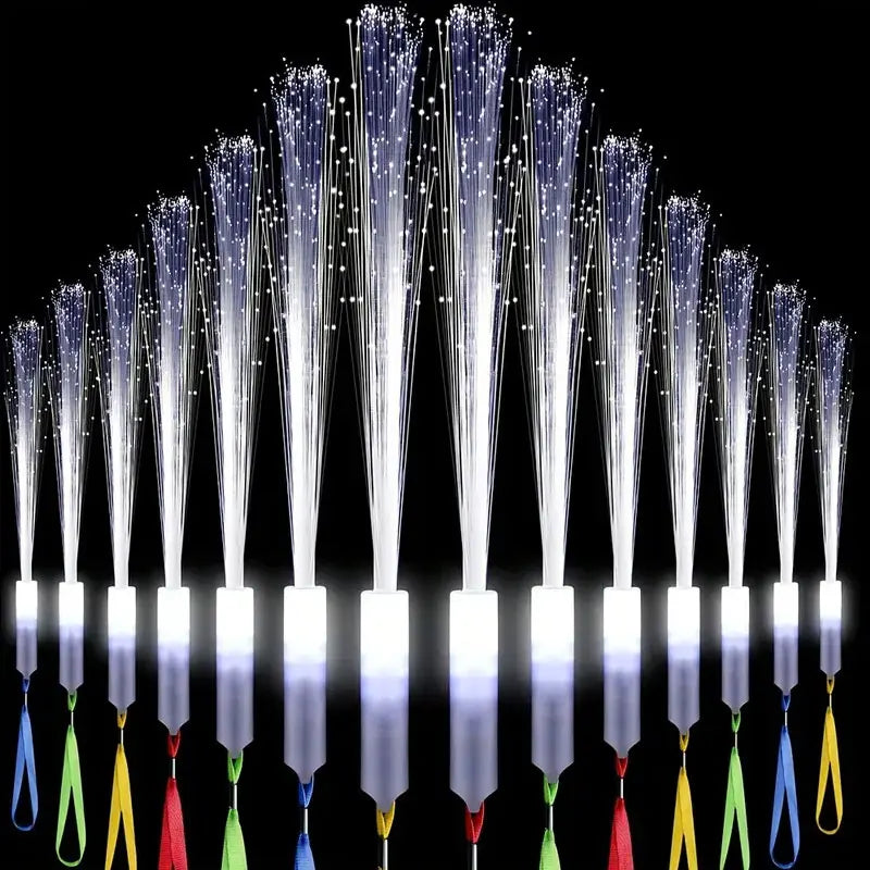 LED Fiber Optic Stick Wands Bulk Light Up Sticks Flashing Glow 3 Zpaxo White 12pcs