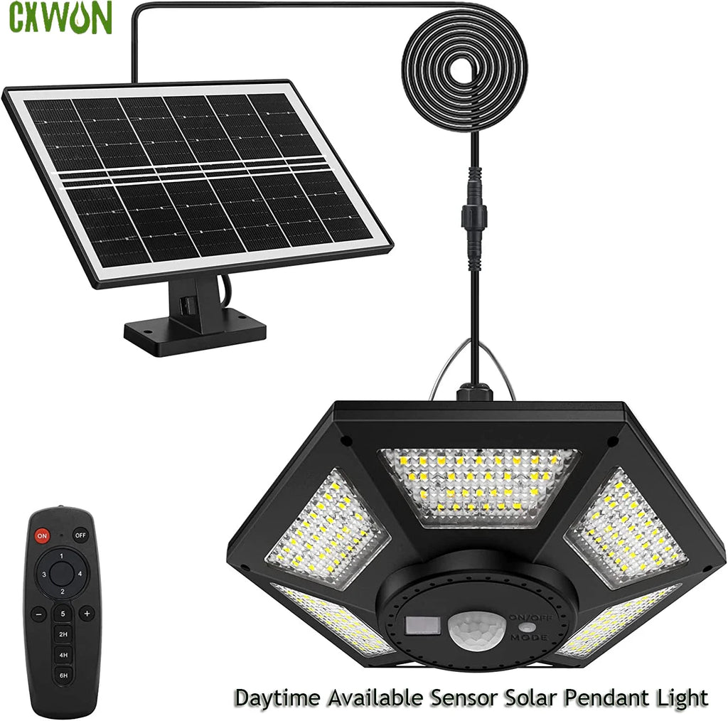 Solar Powered Shed Pendant Lamp Outdoor 5 Mode Lighting Daytime Zpaxo