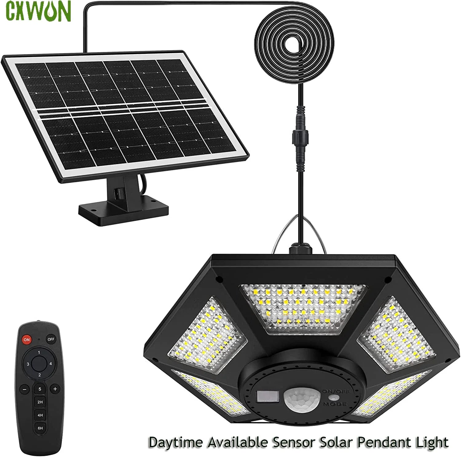 Solar Powered Shed Pendant Lamp Outdoor 5 Mode Lighting Daytime Zpaxo