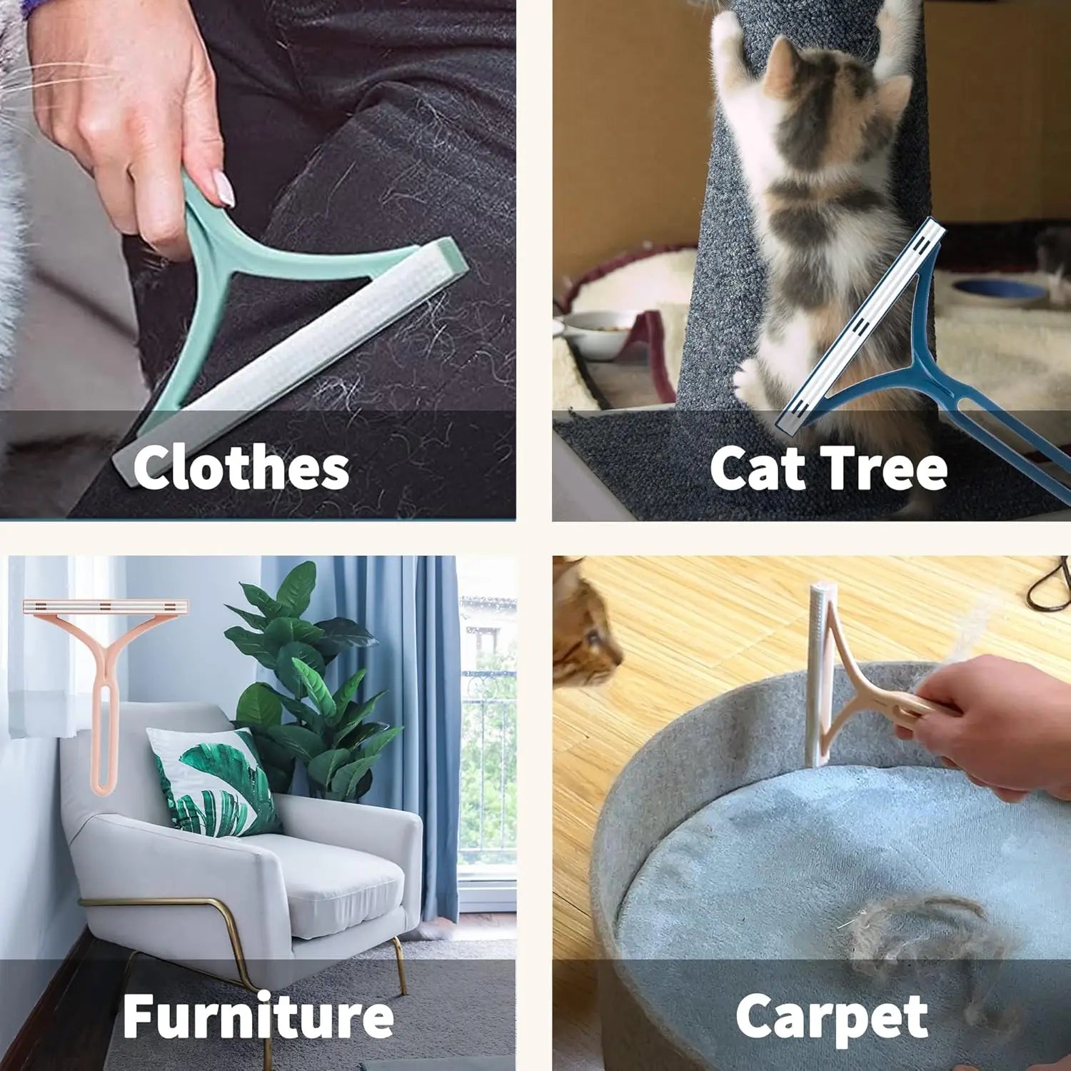 2-in-1 Pet Hair Remover Scraper & Brush – No Refills Needed
