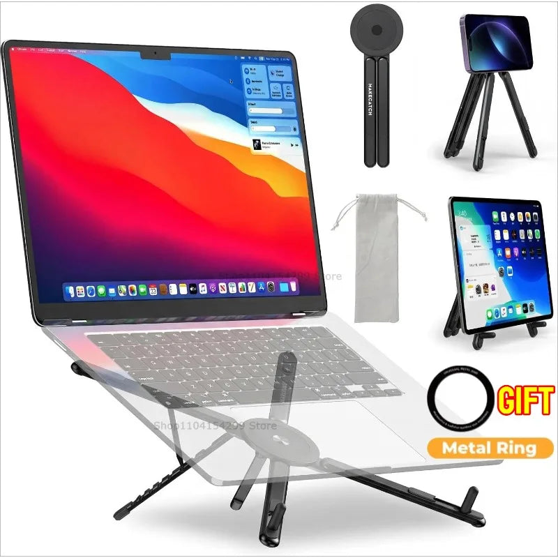 Portable Magnetic Phone Holder & Selfie Stick 3-in-1 Foldable Tripod Stand for IPhone IPad Tablet Laptop Desktop Use Zpaxo