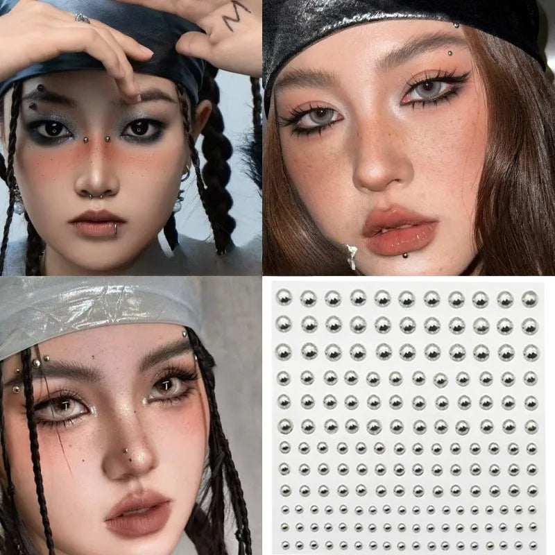 Silvery Fake Lip Eyebrow Ear Stickers Non Piercied Earring
