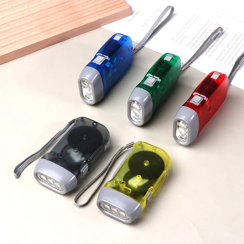 Hand-Crank Dynamo LED Flashlight – Battery-Free Mini Torch Hand-Crank Flashlight Zpaxo