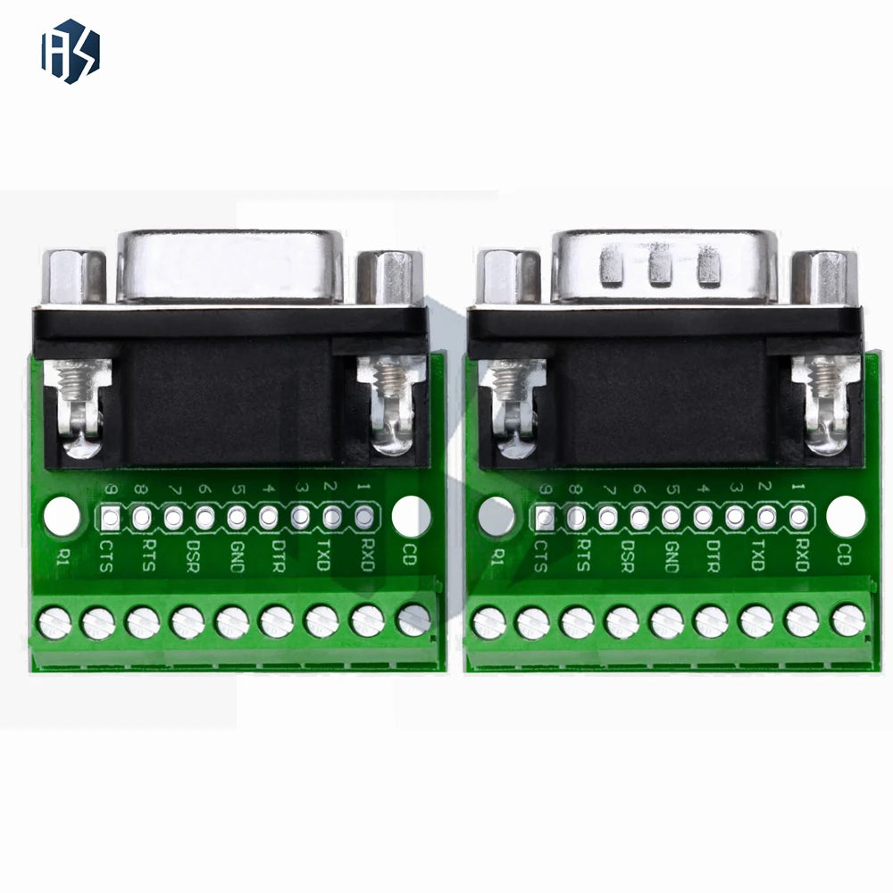 9pin Solderless Connectors DB9 RS232 Serial to Terminal Female Male Adapter Connector Breakout Board Zpaxo