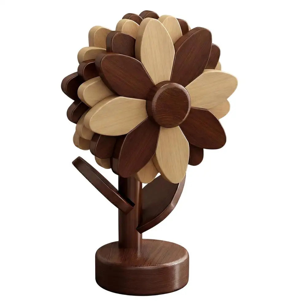 Wooden Trivets Foldable Decorative Sunflower Shaped Tabletop Protector Wooden Trivet Set for Counter Table Countertop Oven Zpaxo China Mainland Chocolate Standard