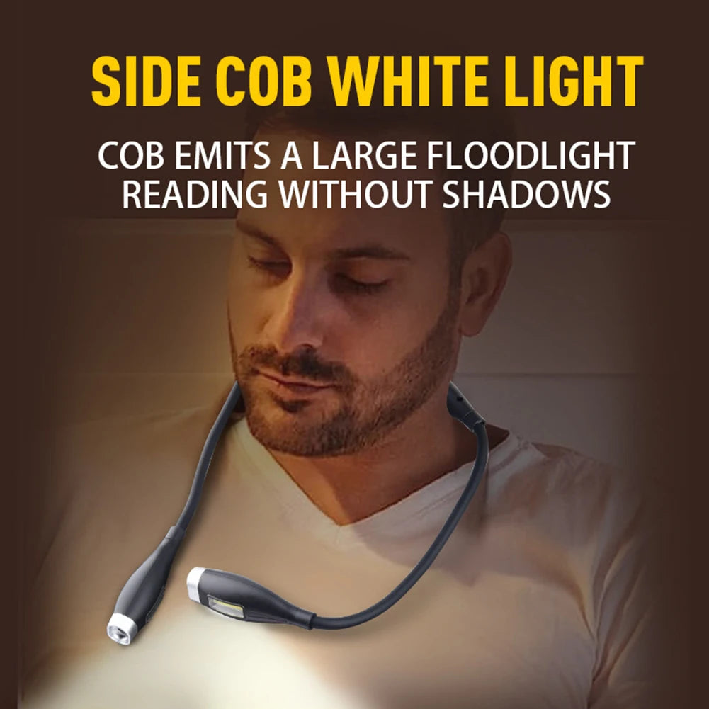 LED Neck Reading Light Bendable Arms Night Flexible Flashlight