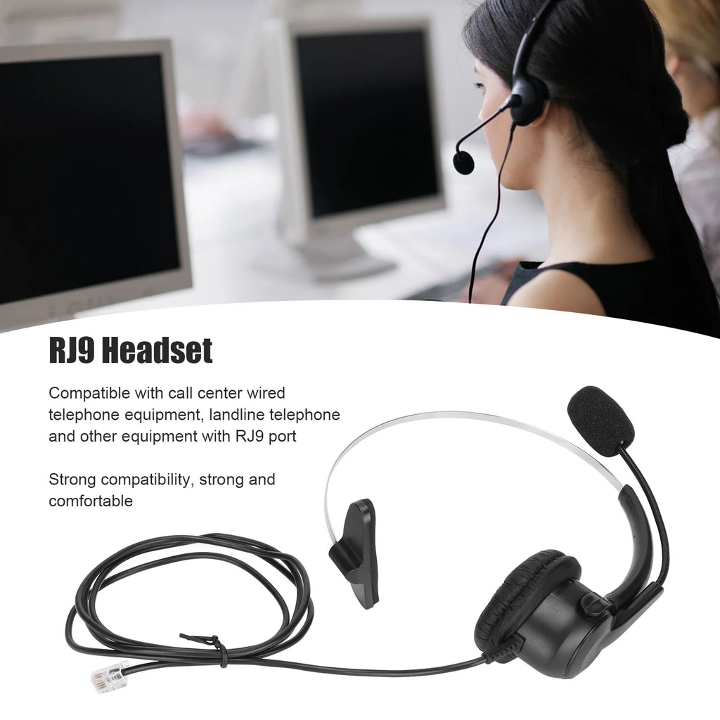 Telephone Headset RJ9 Earphone 330 Adjustable Microphone Home Call