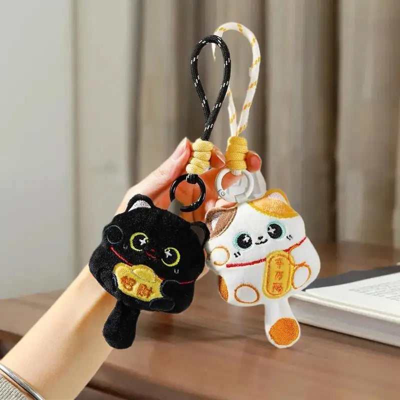 1 Cute Auspicious Cat Soft Toy Keychain Pendant Lanyard Bag Chinese Zpaxo