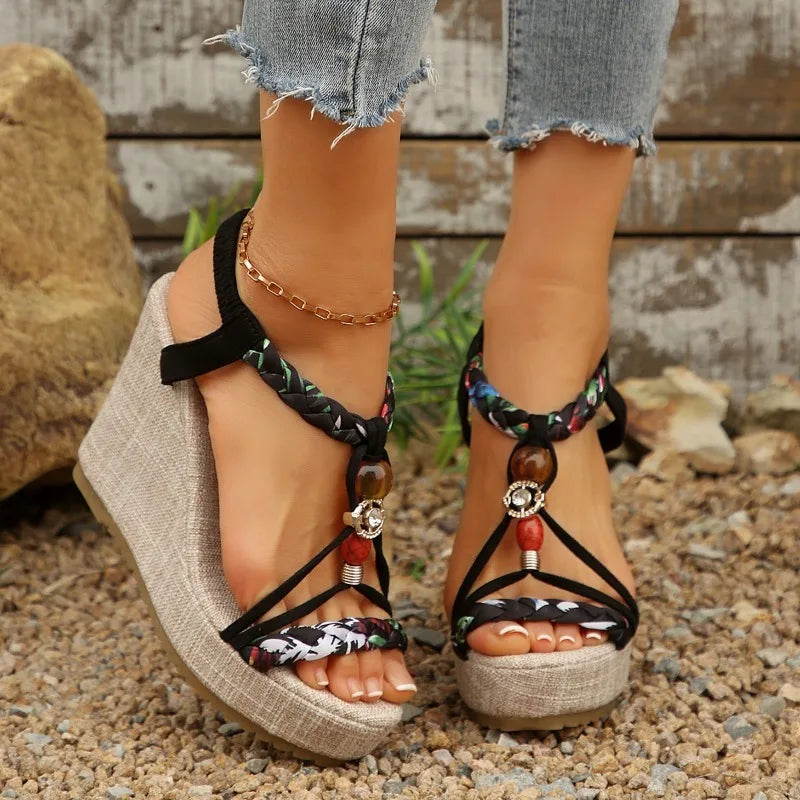 Summer Women's Fish Mouth Open Toe Bohemian Anti Slip Wear-resistant Zpaxo