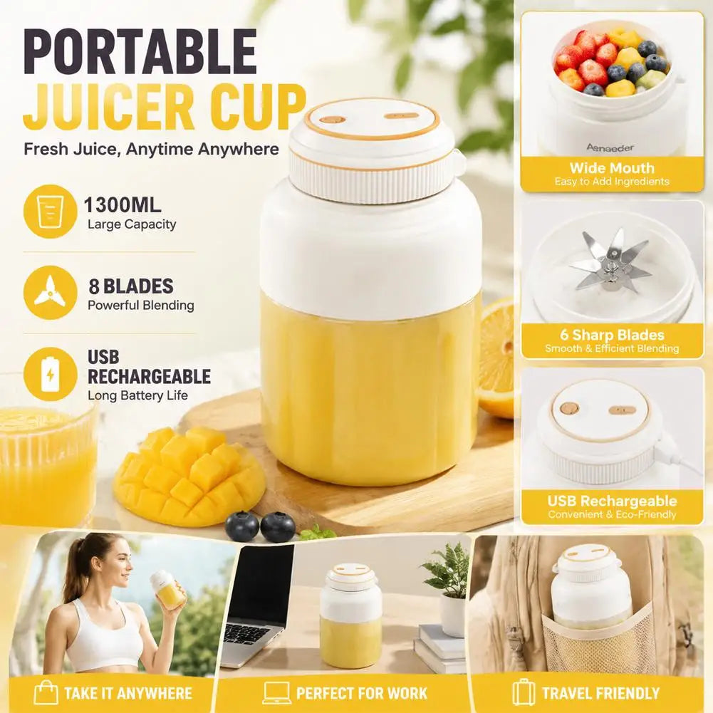 1300ml Wireless Portable Juicer Blender Bottle – Multifunctional Portable Juicer Blender Zpaxo