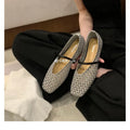 Flat Shoes for Women Spring and Autumn New French Square Toe Hollow Woven Flat Belt Breathable Beach Shallow Mouth Ladies Shoe Zpaxo Silver 40