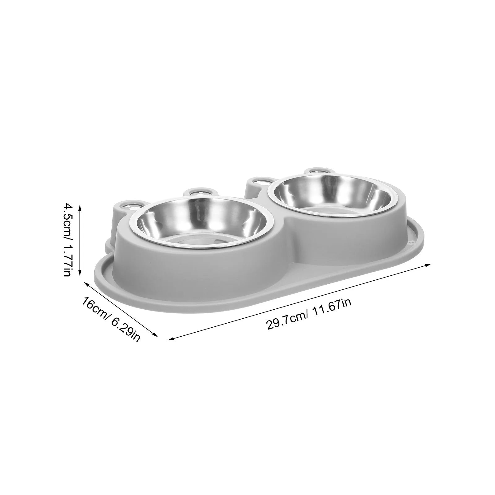 Double Pet Feeder Bowl Cats Dogs Moat Design Non-slip Base Stainless