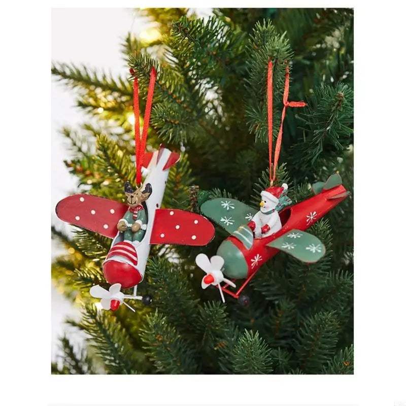 Bucolic Metal Santa Reindeer Hanging Ornament Holiday Window Display