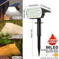 72/108 LEDs Solar Spot Lights Outdoor Waterproof 3 Mode Landscape Spotlights Solar Powered Flood Wall Light Patio Pathway Garden Zpaxo 86LED Tri Color 1PC
