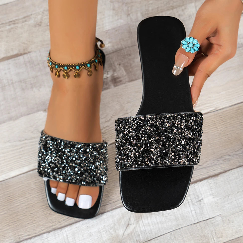 Women Slippers 2024 Summer Fashion Sandals Platform Flats Outdoor Zpaxo black 37