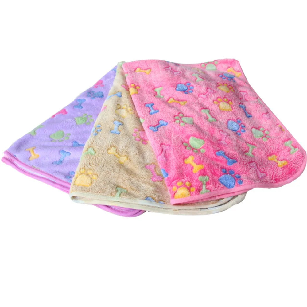 Soft Warm Coral Fleece Dog Blanket Pet Mat Fall Winter Warmth Puppy