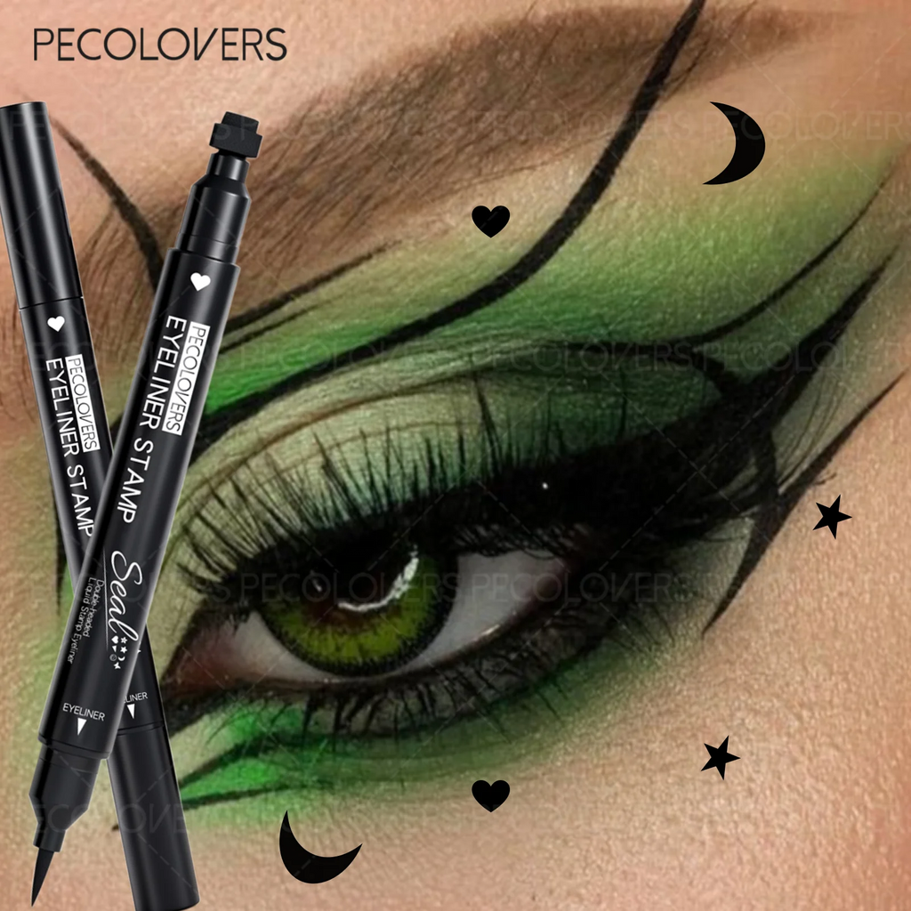 Moon Flower Star Eyeliner Stamp Pen 2 IN 1 Double-head Black Liquid Eye Liner Pencil Love Heart Waterproof Quick Dry Makeup Zpaxo