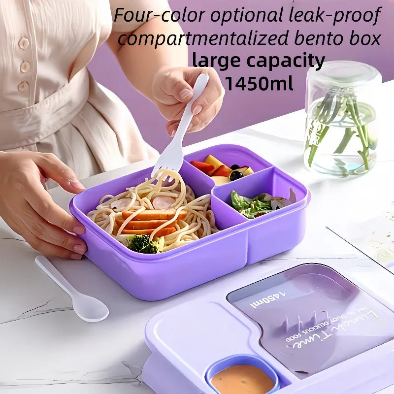 Bento Box-Portable lunch box with built-in tableware and sauce box, square meal reserve box for school, office and travel Zpaxo