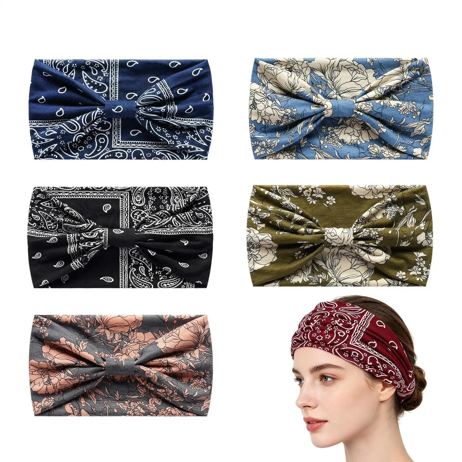 6Pcs Twisted Wide Headbands for Women Large Turban Workout Headband Fashion Yoga Hair Bands Boho Twisted Thick Hair Accessories Zpaxo