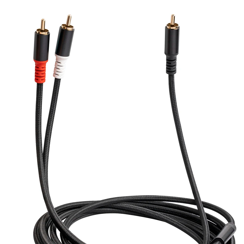 1/2/3/5M Subwoofer Y Cable 1 RCA Male To 2 RCA Male Audio Cable RCA To Dual RCA Audio Cable Splitter for TV Amplifier DVD Player Zpaxo