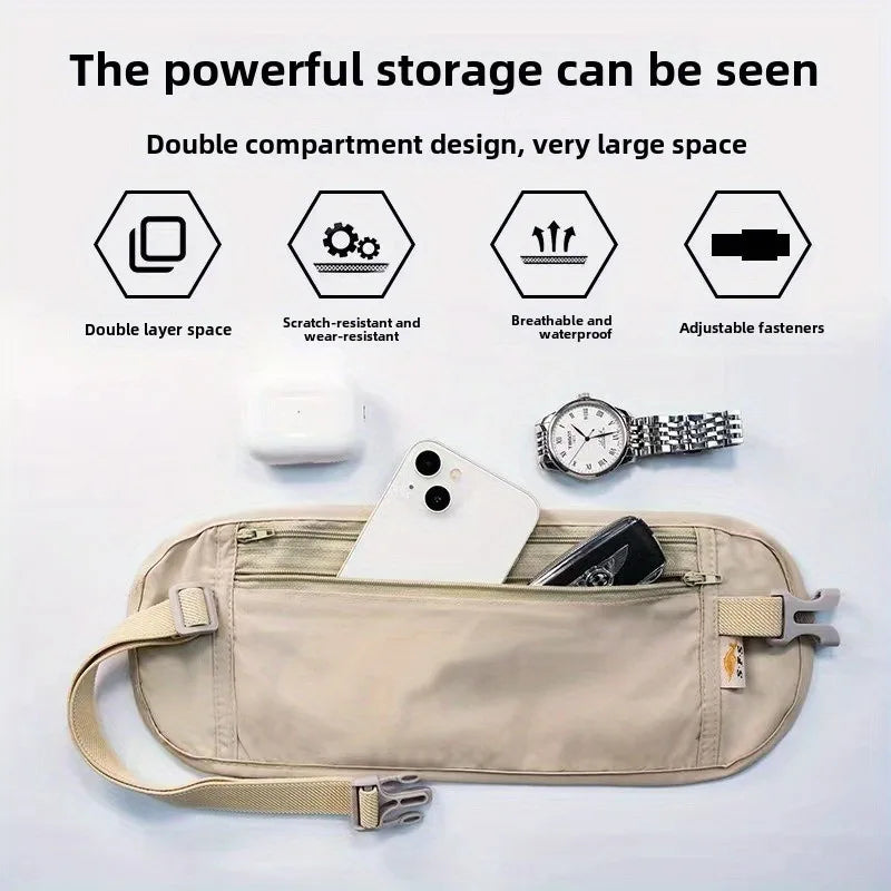 Waist Pouch Travel Hidden Passport Holder&money Belt Anti-theft Slim