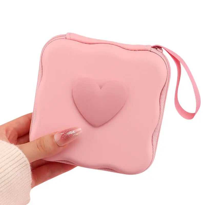 CMPortable Cable Protector Storage Bag Lovely Heart Knot Travel Cute Zpaxo Pink